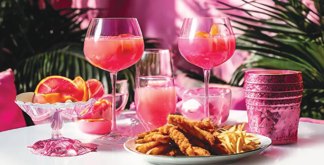 Cocktails and food at Harry James